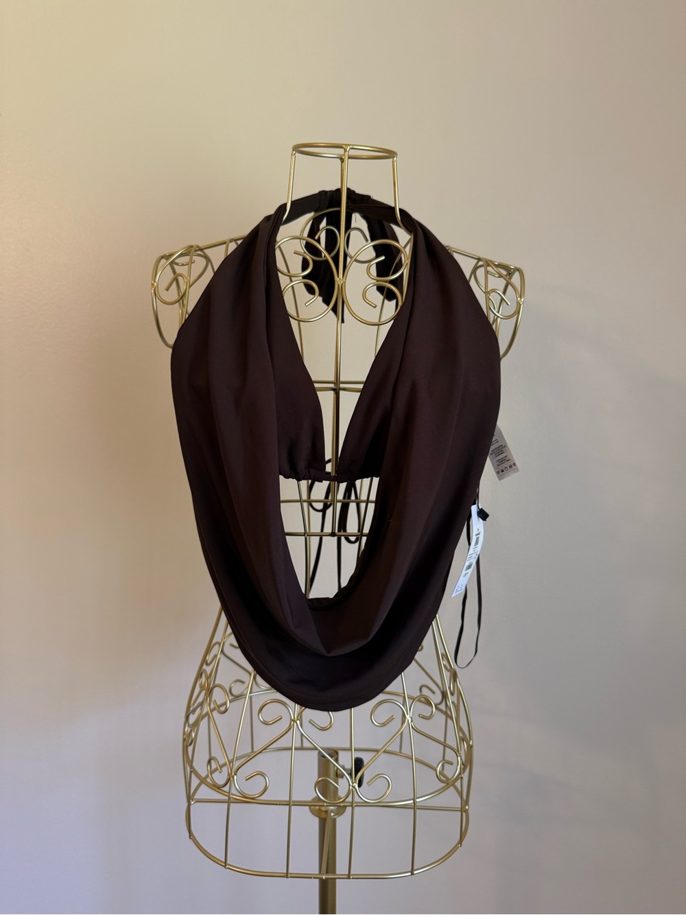 Garage Dark Brown draped halter top